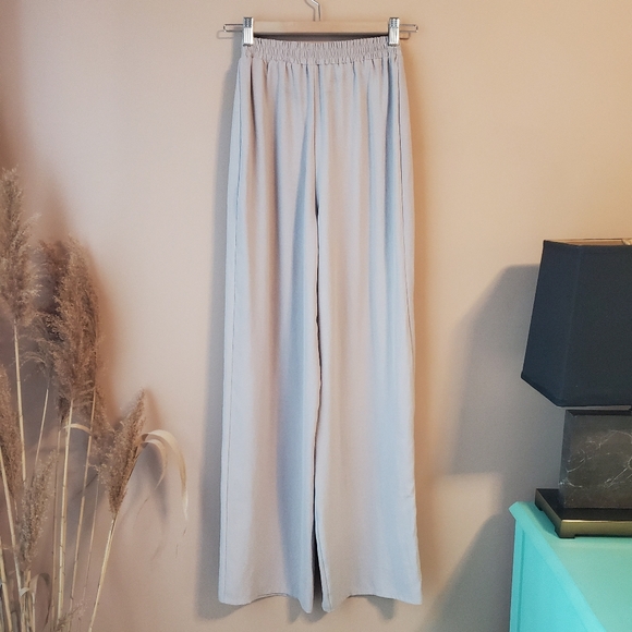 ZARA Tie Up Wide Leg Beige Flowy Pants - Picture 3 of 16